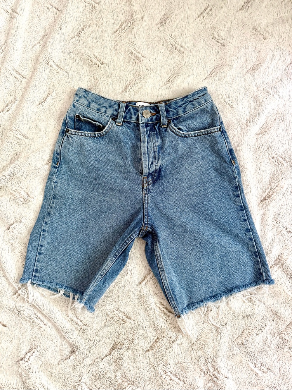 BDG Light Blue Raw-Hem Denim Bermudas